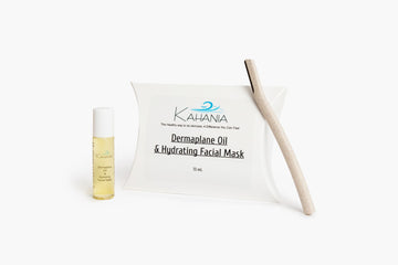 Dermaplane/Oil-Planing Set contains 2 in 1 Dermaplane Oil & Hydrating Face Mask and 3 Face Razors